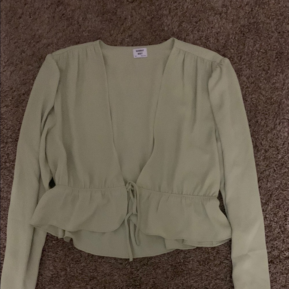 Light Green Long Sleeve Blouse